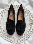 Czarne mokasyny chwosty eko zamsz 38 