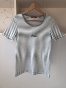 s.Oliver T-shirt w paski z haftem bawełna casual marine styl