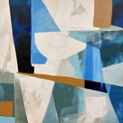 Geometryczna abstrakcja - granatowy obraz do salonu 70x70 cm