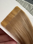 Naturalny ciemny blond włosy doczepiane kanapki metoda kanapkowa tape on
