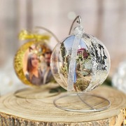 Bombka z Twoim zdjęciem - FOTOBOMBKA 12 cm na stojaku, złota srebrna