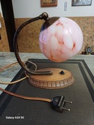 Lampka nocna art deco mosiądz + drewno lata 30 oryginał