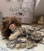 Wielka stara lalka z porcelany lalka kolekcjonerska vintage