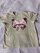 T-Shirt dziewczęcy z cekinowym motylkiem H&M rozm. 134/140