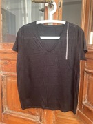 Massimo Dutti czarna lniana koszulka tshirt 