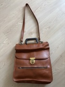 Skórzana torba aktówka listonoszka PRL vintage retro