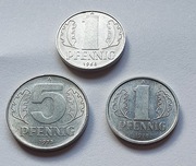 5, 1  Pfennig  - zestaw 3 szt. ,  NRD