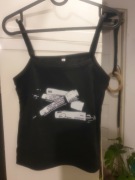 Czarny top na ramiączkach z próbkami krwi, nowy, alternative fashion
