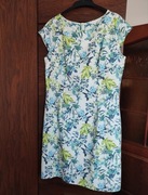 Sukienka kremowa w kwiaty / liście r. 42 / XL nowa z metką