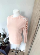 Bluzka damska różowa z wycięciami na rękawach S/36