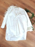 biała długa bawelniana koszula damska 40 42XL prosta bluzka z bawełny