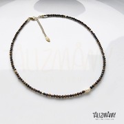 Naszyjnik z kamieni naturalnych tygrysie oko hematyt perła stal