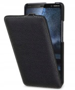 Etui StilGut z prawdziwej skóry, kompatybilne z Nokia 9 PureView, czarne