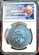 Srebrna moneta 2 funty Britannia 2023 NGC MS69 1 uncja Ag 999 na prezent 