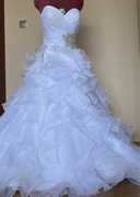 Suknia ślubna princessa z tiulem i gorsetem, jak nowa, rozmiar 36/38