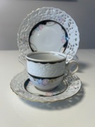 Alt Mitterteich 1887 Filiżanka TRIO  XXw Ażurowe talerze