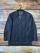 Linear marynarka męska czarna w prążki 100% wełna elegancka jednorzędowa L