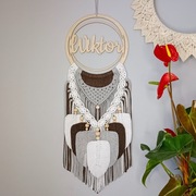 Makrama na kole z imieniem łapacz snów imienna
