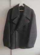 Mango kurtka płaszcz wełna grafitowy ciemny szary dwurzędowe guziki classy