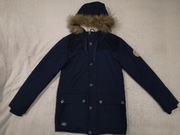 Granatowa ocieplana długa kurtka zimowa z kapturem Brookhaven Apparel S