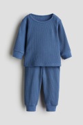 Waflowy komplet dresowy H&M Rozmiar 62 Bawełna Niebieski Niemowlęcy Bluza
