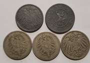 1888r-1917r zestaw 5 szt Belgia - Niemcy