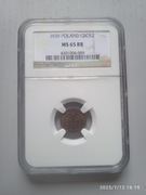 Moneta 1 grosz 1939 NGC MS 65 RB