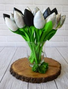 Tulipany glamour. Srebro i czerń.