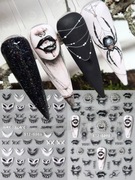 NAKLEJKI NA PAZNOKCIE HALLOWEEN MASKI TWARZE PAJĄKI 2 ARKUSZE