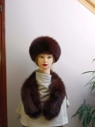 Czapka i kołnierz z naturalnego lisa - obwód głowy 56