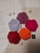 Kwiatki RÓŻA ,zestaw(3) 5szt włóczka PROMOCJA