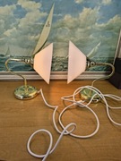 Zestaw 2 lamp stołowych / kinkietów  szkło mleczne   imitacja mosiądzu