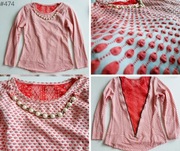 Bluzka perełki suwak koronka łańcuch baskinka S 36