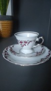 Trio porcelanowe vintage polska porcelana Wawel wypukłe elementy bordo