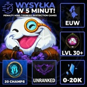League of Legends LoL UNRANKED Smurf LVL 30+ Konto EUW 20+ Champions