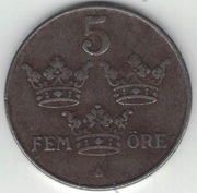 Szwecja 5 ore 1943 - 27 mm - nr 1