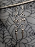 Handmade - Kolczyki wiszące splot kółka kolce industrial