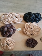 Klamra do włosów ręcznie pleciona z naturalnego rzemienia 