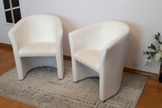 Mały biały fotel klubowy kubełkowy ekoskóra – para (dwa)