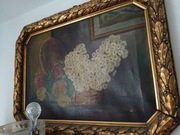 Stary przedwojenny obraz sugnowany kwiaty olej na płótnie