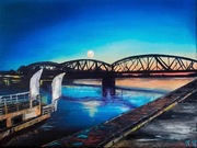 ,,Most Toruński" pejzaż, obraz 40 x 30 Obraz Toruń