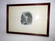 Drzeworyt Sztorcowy w paspartu Wodospad Geroldsau Niemcy XIX /XX wiek