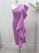 Śliczna wrzosowa sukienka na jedno ramię midi LAVISH 34 XS