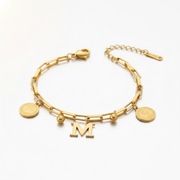 Bransoletka Łańcuch Stal Szlachetna złota litera M Monety