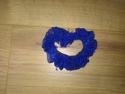 Gumka spinka do włosów z materiału ozdobna zapinka niebieska PRL