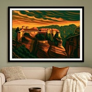 Grecja - Meteory - Klasztory o zachodzie słońca - Art Deco 40x60cm 