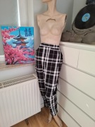 46 XXXL Rainbow 100% bawełna białe czarne spodnie w w kratkę krata print