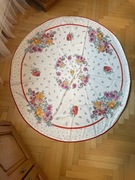 Obrus owalny kwiaty 145 x 150 cm vintage PRL