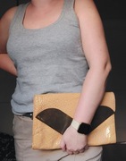 Ted Baker skórzana torebka kopertówka żółta beżowa skóra naturalna okazja