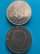 5 koron 1955,1955 Szwecja Gustaw VI Adolf  Dwie sztuki z Ag 0,400 po 18 g 